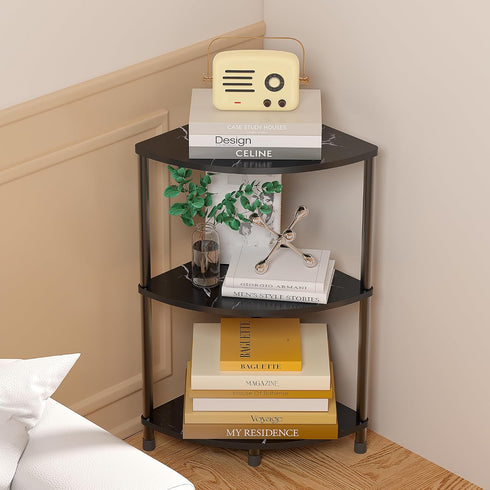 Book Small Corner Shelf, 3 Tier Corner Bookshelf Display for Living Room