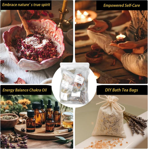 DreamdaMoonnly 32pcs Set Set Dried Herbs for Witchcraft, Witchcraft Supplies Kit for Wiccan Rituals, Witch Herbs