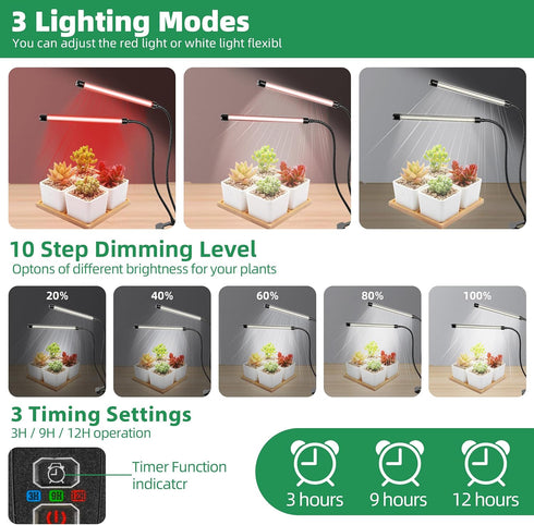 EWPJDK 6500K 84 Lamps1PCS Grow Light Full Spectrum Plant Grow Lights LED Plant Light with Clip Grow Lamp for Indoor