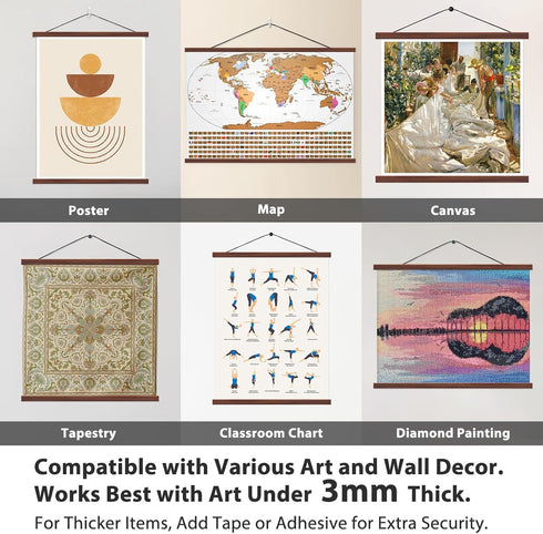 8x12 8x10 8x8 HONKKI Magnetic Poster Hanger Frame for Movie Music Posters Wall Art,Walnut Wood Picture Frames