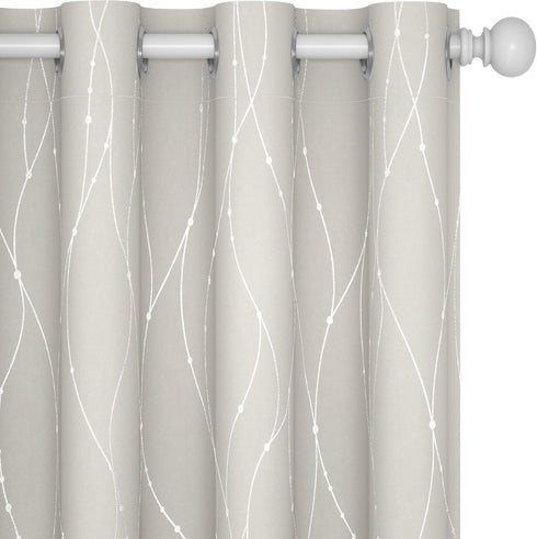 Deconovo Beige Curtains for Living Room, Thermal Insulated Soundproof Drapes with Wave