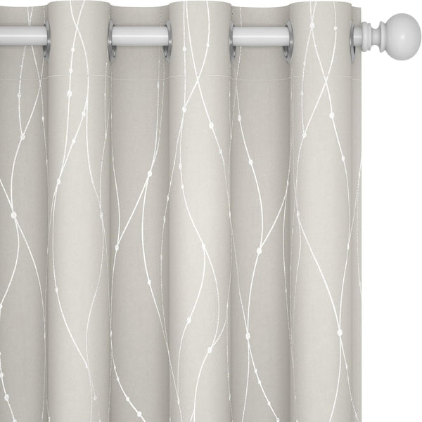 Deconovo Beige Curtains for Living Room, Thermal Insulated Soundproof Drapes with Wave
