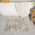 Boho Distressed Khaki Bathroom Rugs, Comfy Velvet Non-Slip Washable Bath Mat, Vintage Oriental Toilet Rug 18x26 inch