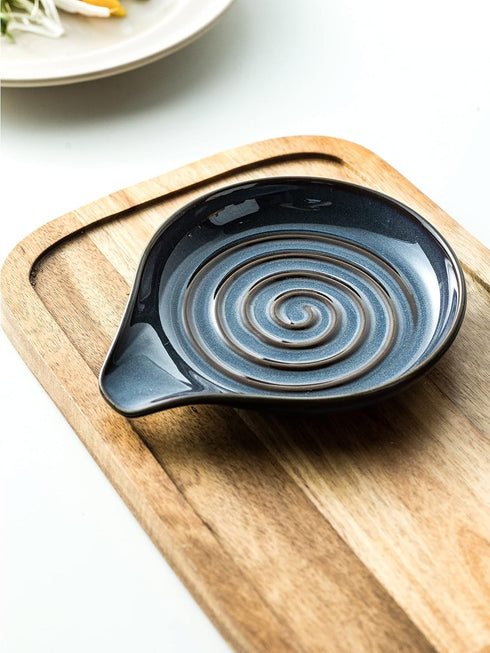 Spoon Holder, Cooking Spoon Rest for Utensils, Large Spoon Holder with Handle for Easy Grip, Gray and Blue