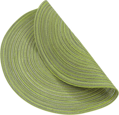 SHACOS Round Placemats Set of 4 Braided Cotton Place Mats 15 inch for Kitchen Dining Table Holiday Party (Pea Green)