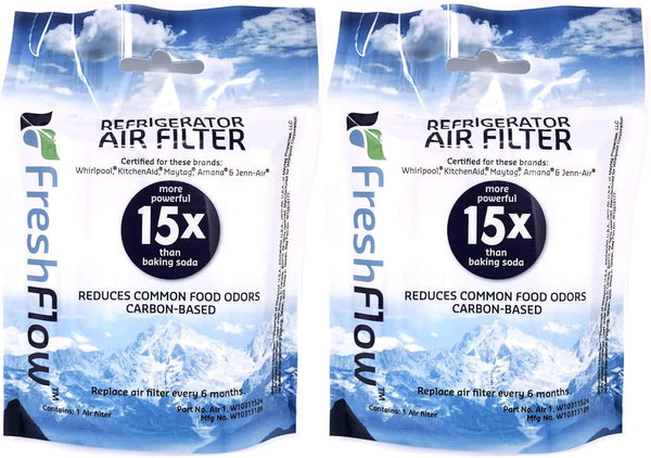 Fresh Flow W10311524 Air Filter Cartridge for Whirlpool Refrigerator - 2-Pack