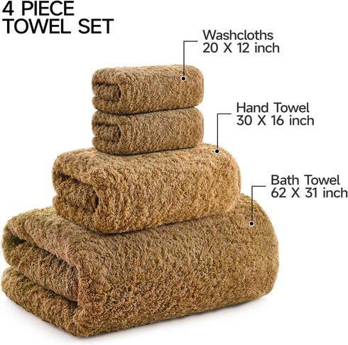 Set 900GSM (4-Piece Set REDKISS Ultra-Plush Bath Towel - Premium Thick Cotton for Bathroom & Spa, Super Absorbent
