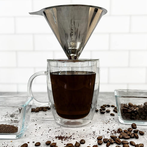 Stainless Steel Coffee Dripper Pour Over Coffee Maker, Coffee Slow Brewing Accessories for Home, 1-4 Cup