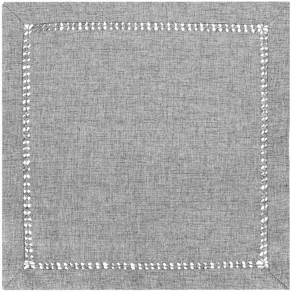 Grelucgo Set of 4 Handcrafted Dark Gray Cocktail Napkins, Double-Hemstitched (12 x 12 Inches)