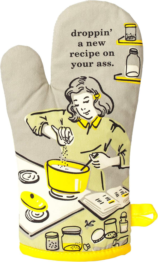 Blue Q Oven Mitt: Droppin' a New Recipe on Your Ass, Super-Insulated Quilting, 100% Cotton