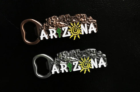 Arizona Bottle Opener Magnet - Decorative Metal Refrigerator Magnet, Southwest Beer Lover Gift Idea