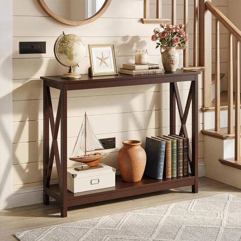 2-Tier ZENY Console Table, Entryway Table, Narrow Sofa Table with Shelves, Entrance Table for Living Room, Hallway