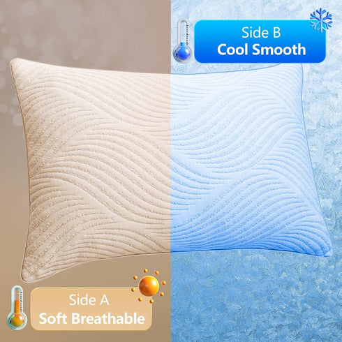Pillows Queen Size Set of 2 – Cooling Memory Foam Pillows for Sleeping, Adjustable Firm for Back and Side Sleepers
