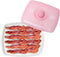 Joie Piggy Microwave Bacon Grooved Cooking Tray with Splatter Lid, Holds 4-5