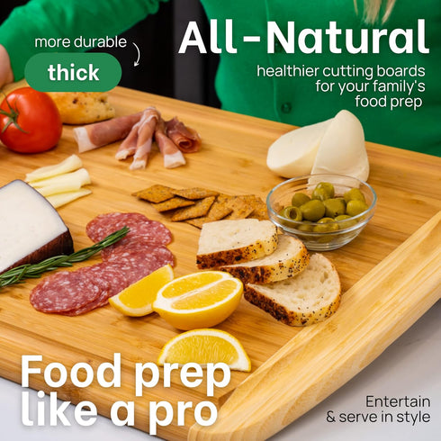 24 Inch 2XL GREENER CHEF Bamboo Cutting Board with Lifetime Replacement - Extra Large Wooden Butcher Block for Kitchen