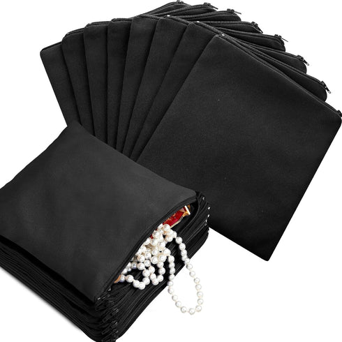 Sanwuta 8 Pcs Anti Tarnish Silver Storage Bags, Jewelry Protector Pouches (Black, 5.9 x 5.9 Inch)