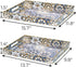 Set 2 Hiceeden of Decorative Serving Trays with Handles, Boho Tea Trays Ottoman Trays for Serving, Modern Plastic