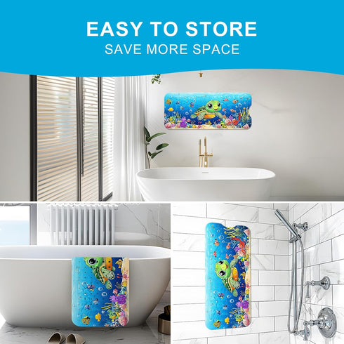 40''x16'' XIYUNTE Baby Bath Mat for Tub Non Slip Kids Bath Mat - Extra Long Cartoon Turtle Baby Bath Tub Mat