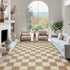 EcoNest 2x3 Washable Door Mat Indoor Entrance Checkered Rug, Beige and White Area Rug,Low Pile Lightweight Indoor