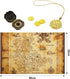 Gejoy Halloween Pirate Treasure Map, Vintage Gold Secret Sea Historical Theme Party Accessory with Compass Necklace and