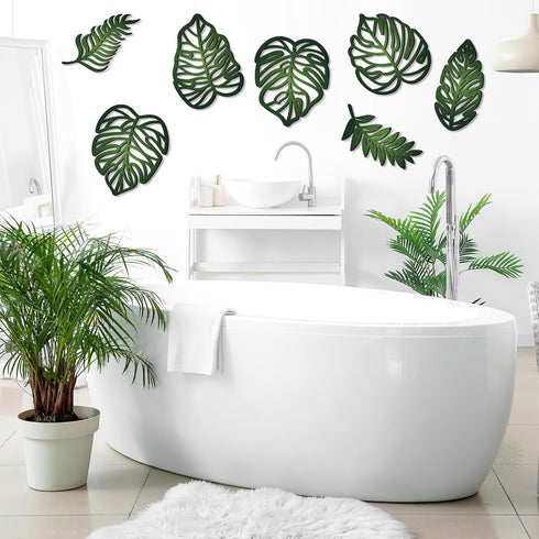 7 Namalu Pcs Tropical Wall Decor Jungle Monstera Wall Art Boho Palm Leaf Wooden Decoration Tropical Nursery Decor