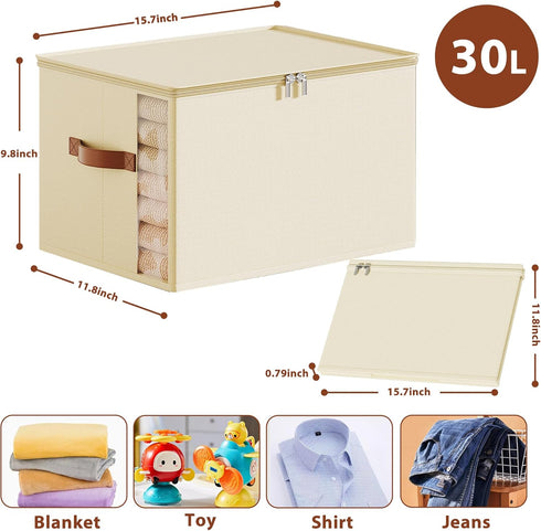 Clothes Storage Bins with Sturdy Frames, Foldable Fabric Clothing Organizer Box for Moving, Sweater Storage Cube with