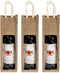 Peohud 3 Pack Burlap Wine Bottle Bags, Jute Gift Bags with Window and Handle for Wedding, Birthday, Christmas
