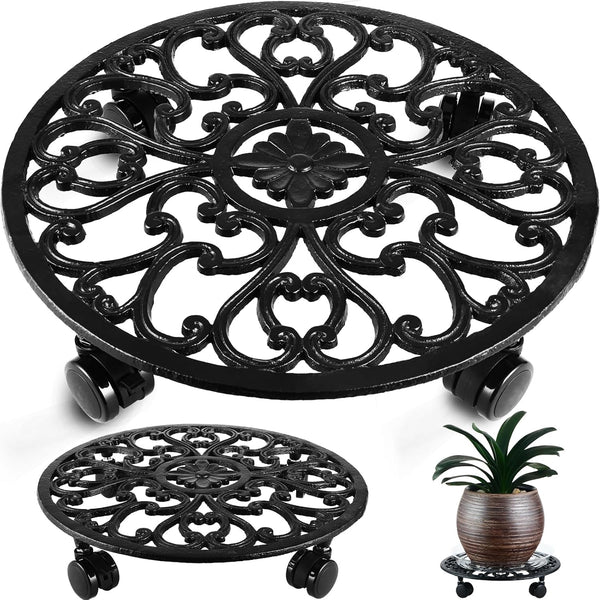 14 Inch Rolling Plant Stand with Wheels Metal Plant Caddy with Wheels
