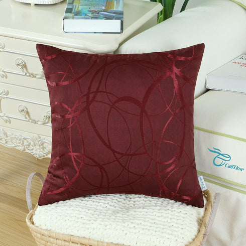 CaliTime 18 x 18 Inches Throw Pillow Covers Pack of 2, Modern Geometric Accent Cushion Cases in Burgundy