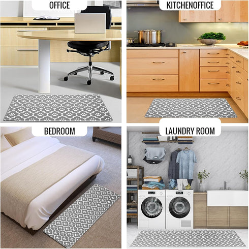 Grey Kitchen Mat Cushioned Anti-Fatigue: Waterproof Non-Skid Heavy Duty Comfort Standing Mat for Kitchen Home Office