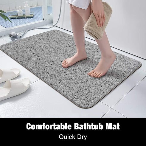 MAPLEZ Non-Slip Bath Mat for Tub, Quick Drying Shower Mat for Wet Areas, 24"x16", Grey