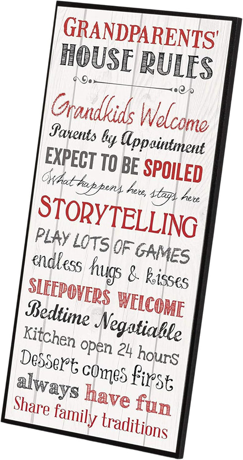 P. Graham Dunn Grandparents House Rules Wall Art Sign Plaque, 12 x 6 White