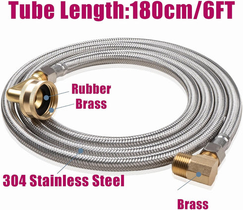 Dishwasher Installation Kit, 3/8 Inch Compression and MIP Elbow, 6 Foot Braided Stainless Steel Connectors, 41041