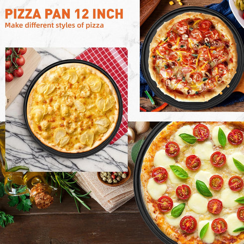 12 Inch Pizza Pan with Holes, Nonstick Round Perforated Carbon Steel Pizza Baking Pans for Home Kitchen