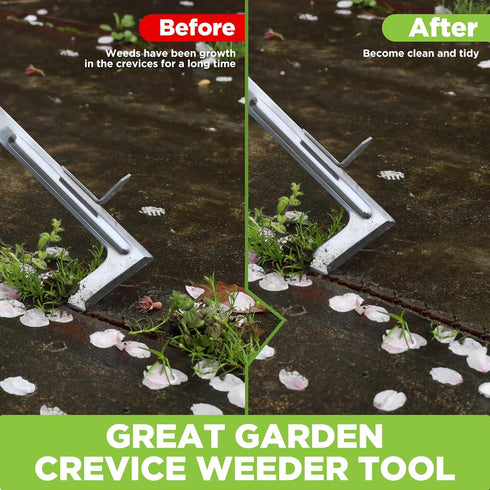 WORKPRO Crack Weeder, 12" Stainless Steel Crevice Tool with Beech Wood Handle for Garden Lawn
