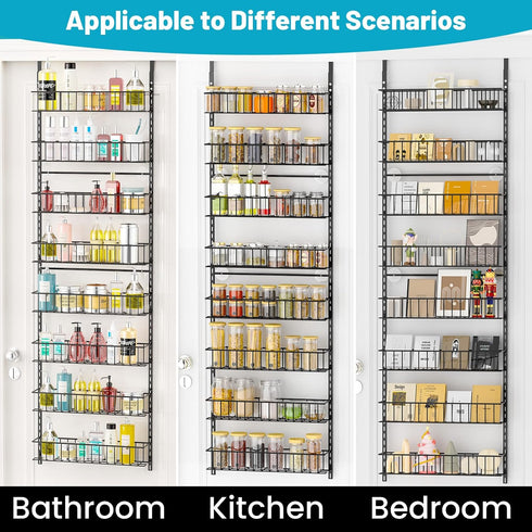 ElegantArray 8-Tier Pantry Door Oragnizer, Over The Door Pantry Organizer Rack and Storage, Hanging Spice Rack Shelves