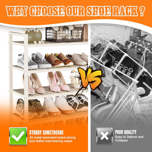 DIDSIS 3-Tier 200 lbs Closet, Heavy Duty Metal Shoe Rack, Load Capacity Shoe Organizer with Reinforced Steel Tubes