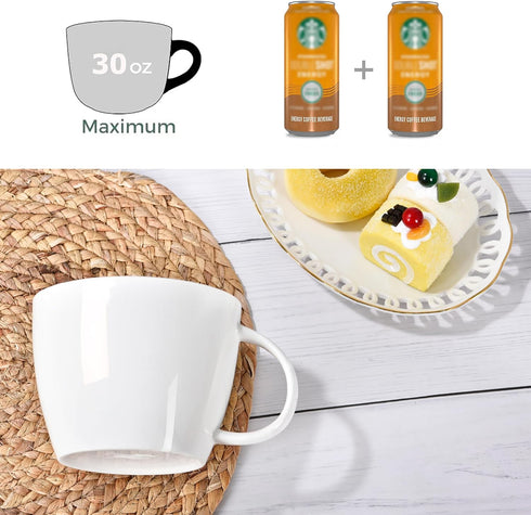 30 oz 900ml Large Coffee Mug Ceramic Jumbo Soup Bowl with Handle Cereal Mugs, Big Coffee Cup for Latte, Cappuccino