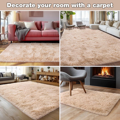 Rezutan 5X7 Fluffy Rug for Living Room Bedroom, Large Comfy Modern Shaggy Fuzzy Kids Rug, Plush Indoor Nursery