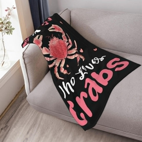 Cozy 40"X50" Crabs Blanket Just A Girl Who Love Crabs Fleece Throw Blanket Super Soft Warm Fuzzy Plush Crab Blanket