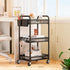 3 YASONIC Tier Rolling Cart Metal Utility Storage Carts with Wheels, Craft Cart Organizer with Hanging Cups, Hooks