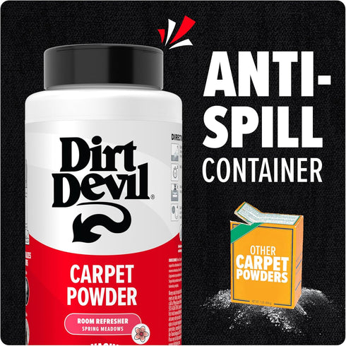 Dirt Devil 32 oz Carpet Powder, Room Refresher and Odor Eliminator, Spring Meadows Scent, Vacuum Cleaner Safe