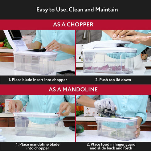 Fullstar All-in-1 Vegetable Chopper, Mandoline Slicer & Cheese Grater, 6 in 1, Black/White