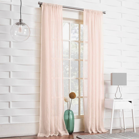 No. 918 Tayla Crushed Texture Semi-Sheer Curtain Panel, 50" x 84", Blush Pink