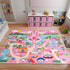 3x4ft Pink Kids Rug for Playroom, Castle Design Bedroom Carpet, Ultra Soft Short Pile Toddler Play Mat, Machine