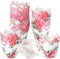 Funtery 200 Pieces Pink Flower Tulip Cupcake Wrappers for Baking, Rustic Birthday Party Decoration for Bridal Shower