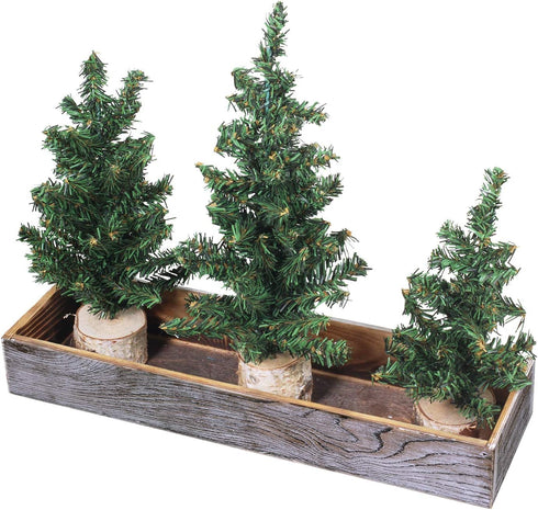 Winlyn 3 Pack Mini Canadian Pine Trees with Wood Bases, Artificial Miniature Christmas Trees for Holiday Decoration