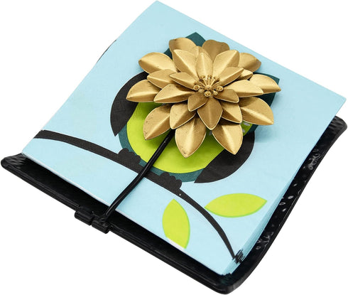 Counter OwlGift Black Flat Napkin Holder w/Golden Flower Weighted Arm, Metal Cocktail Napkin Dispenser, Kitchen Paper
