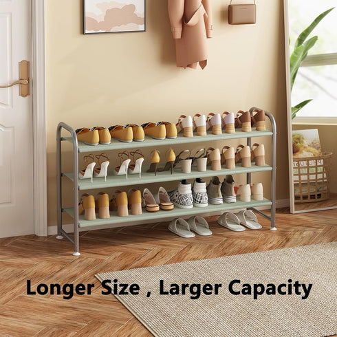 3 Closet INGIORDAR Shoe Rack Tier Long Storage Organizer Wide Metal Shoe Shelf for Entryway Grey