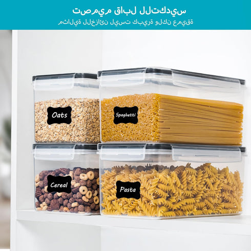4PCS Set 3.2L, Vtopmart Airtight Food Storage Containers with Lids Plastic Spaghetti Canisters for Pasta organizer, BPA